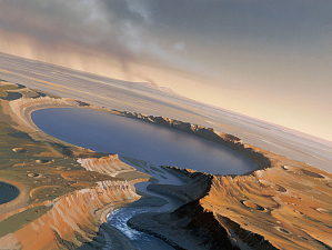 Ученые обнаружили на Марсе озеро с необычным углублением